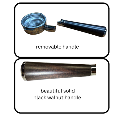 Bottomless Portafilter Set- 58MM STAINLESS STEEL - premium detachable black walnut handle